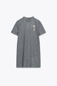 JEWELED APPLIQUÉ SHEATH DRESS
