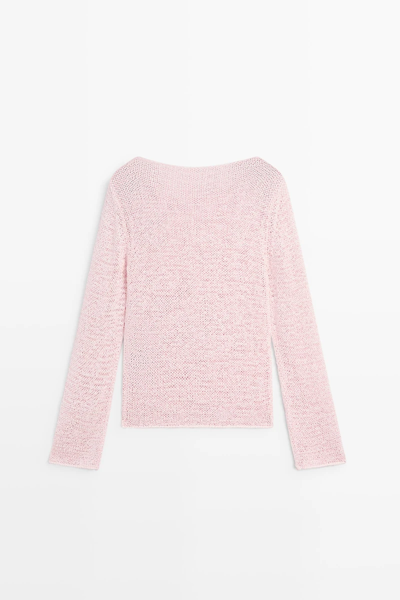 Boat neck knit sweater
