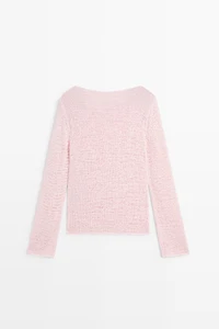 Boat neck knit sweater
