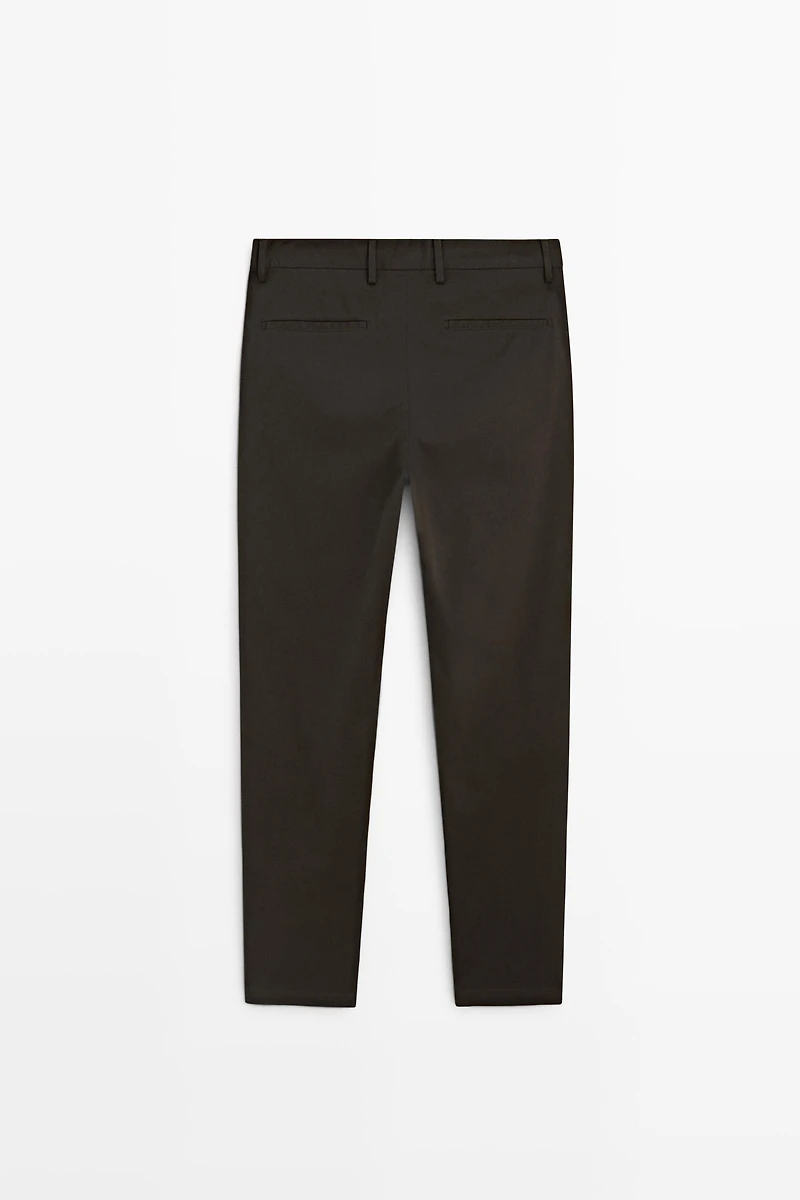 Slim fit cotton trousers