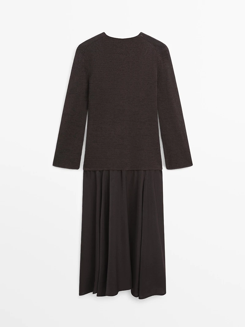 Contrast cotton blend knit dress