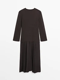 Contrast cotton blend knit dress