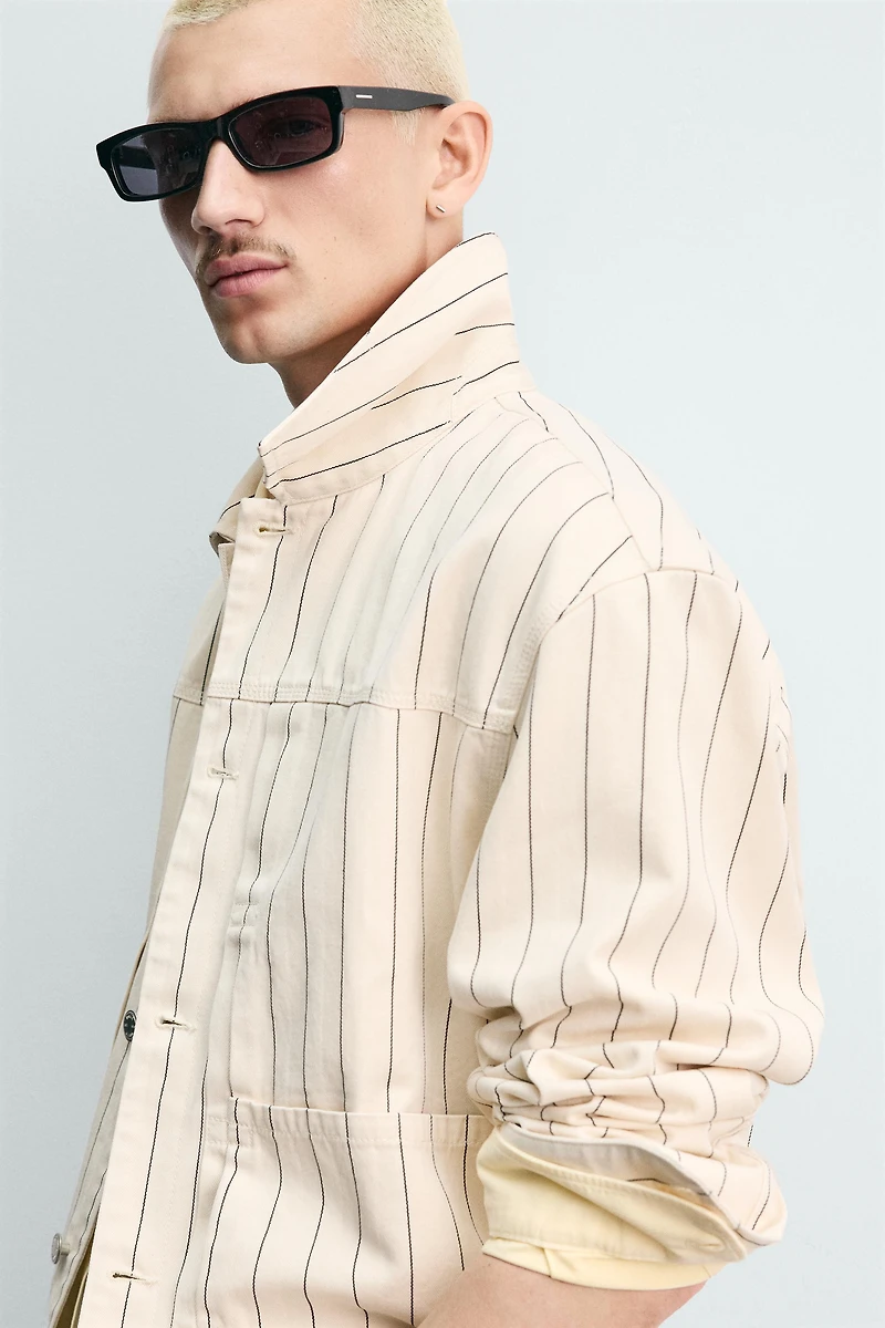 RELAXED FIT PINSTRIPE JACKET