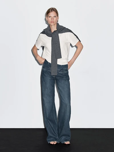 High-waist wide-leg jeans with pockets