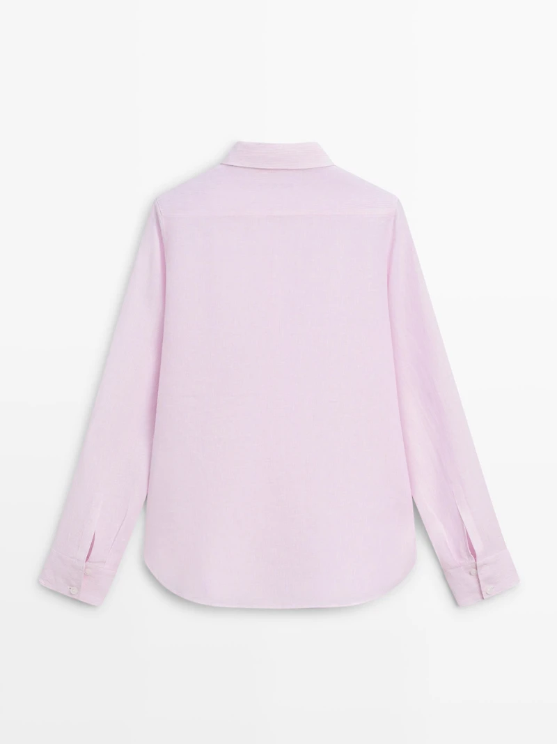 Flowing pinstriped 100% linen shirt