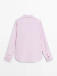 Flowing pinstriped 100% linen shirt