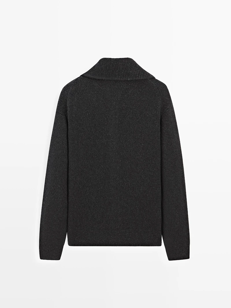 Cardigan à col montant en laine mélangée