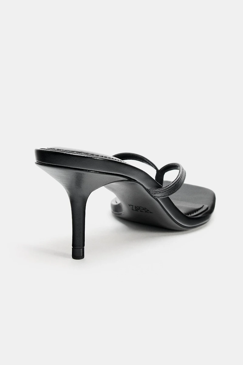 SANDALES À TALONS BRIDES EN CUIR