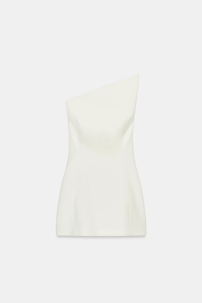 ASYMMETRIC NECK MINI DRESS
