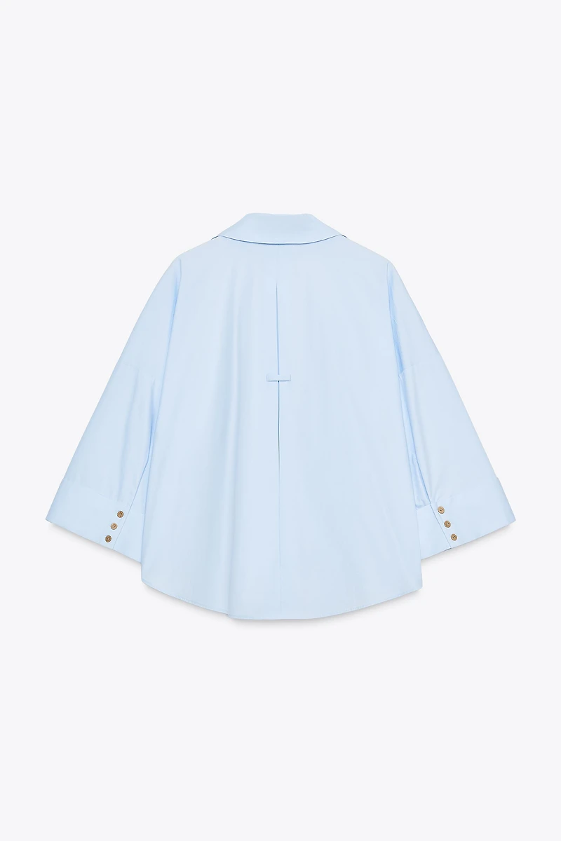 CHEMISE EN POPELINE À MANCHES LARGES