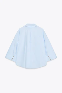 CHEMISE EN POPELINE À MANCHES LARGES