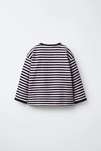 T-SHIRT À RAYURES TISSÉES ET CŒUR BRODÉ