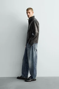 BLOUSON EN CUIR COUPE DÉCONTRACTÉE