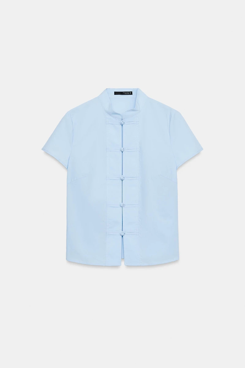 POPLIN SHIRT WITH FROG FASTENING