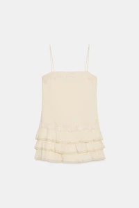 EMBROIDERED RUFFLED MINI DRESS