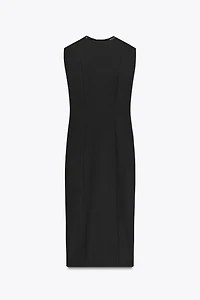 FAUX LEATHER COMBINATION MIDI DRESS