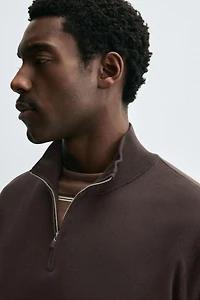 ZIPPERED PURL KNIT SWEATER