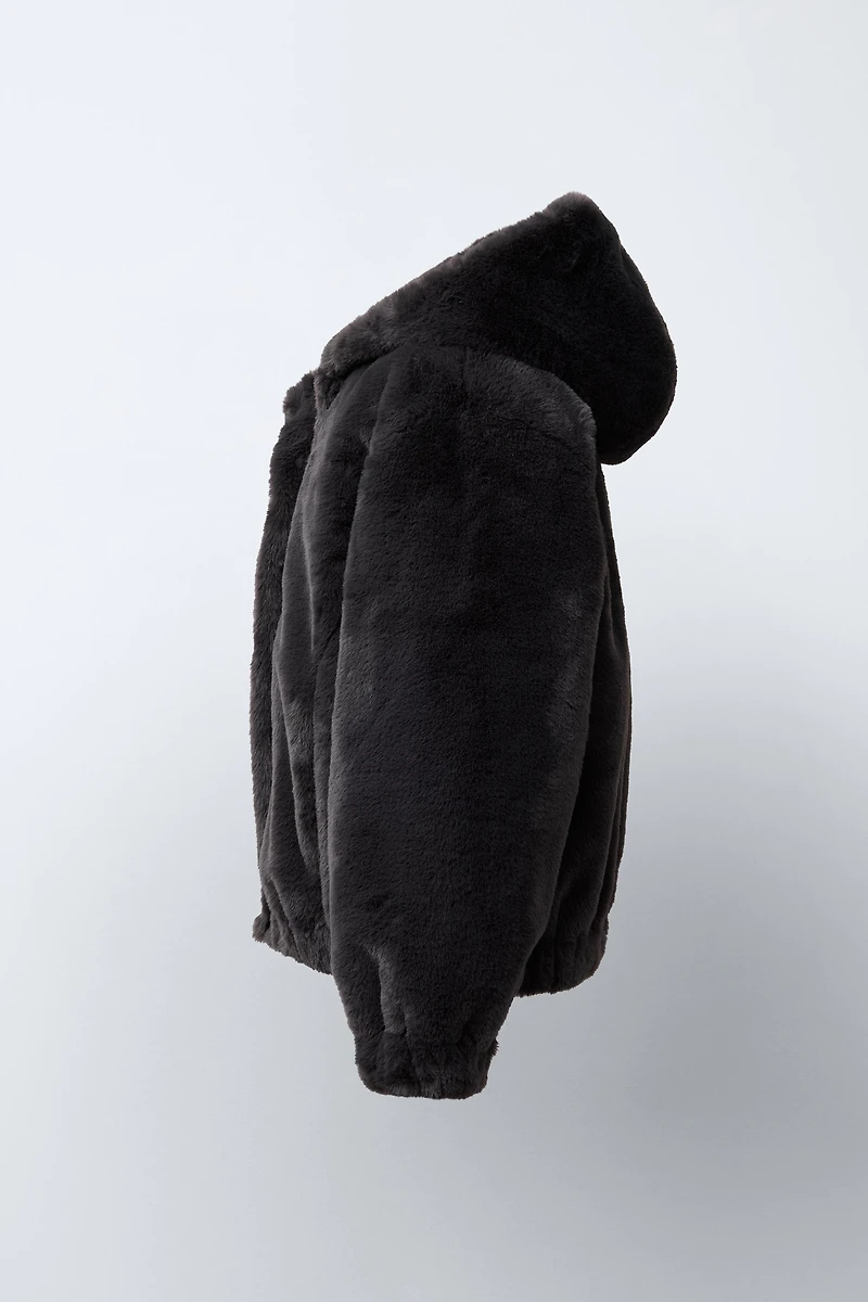 FAUX FUR HOODED JACKET