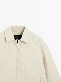Short quilted jacket with shirt collar