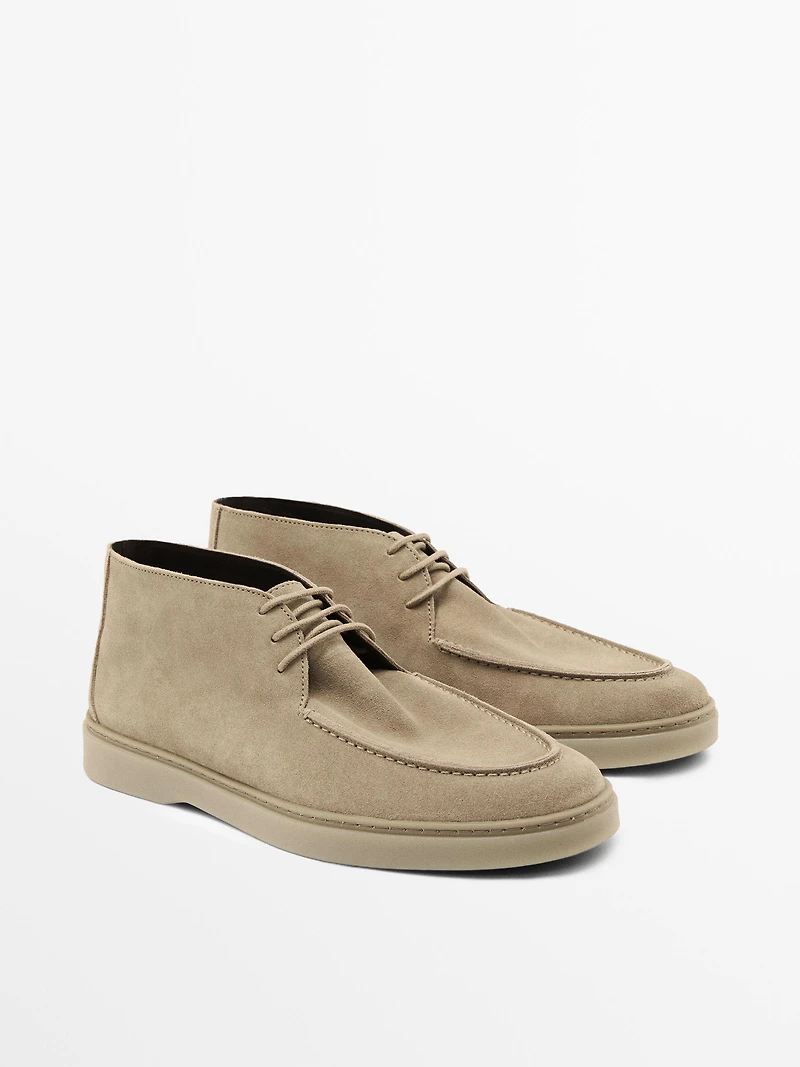 Soft split leather boot-style shoes