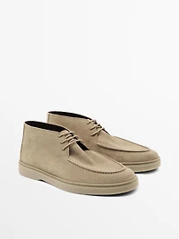Soft split leather boot-style shoes