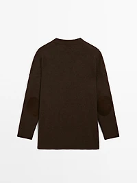 100% cashmere oversize sweater with elbow patches