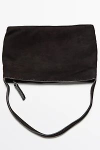 Small split suede leather shoulder bag
