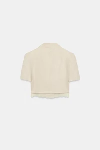 VESTE COURTE À BORDURE DENTELLE