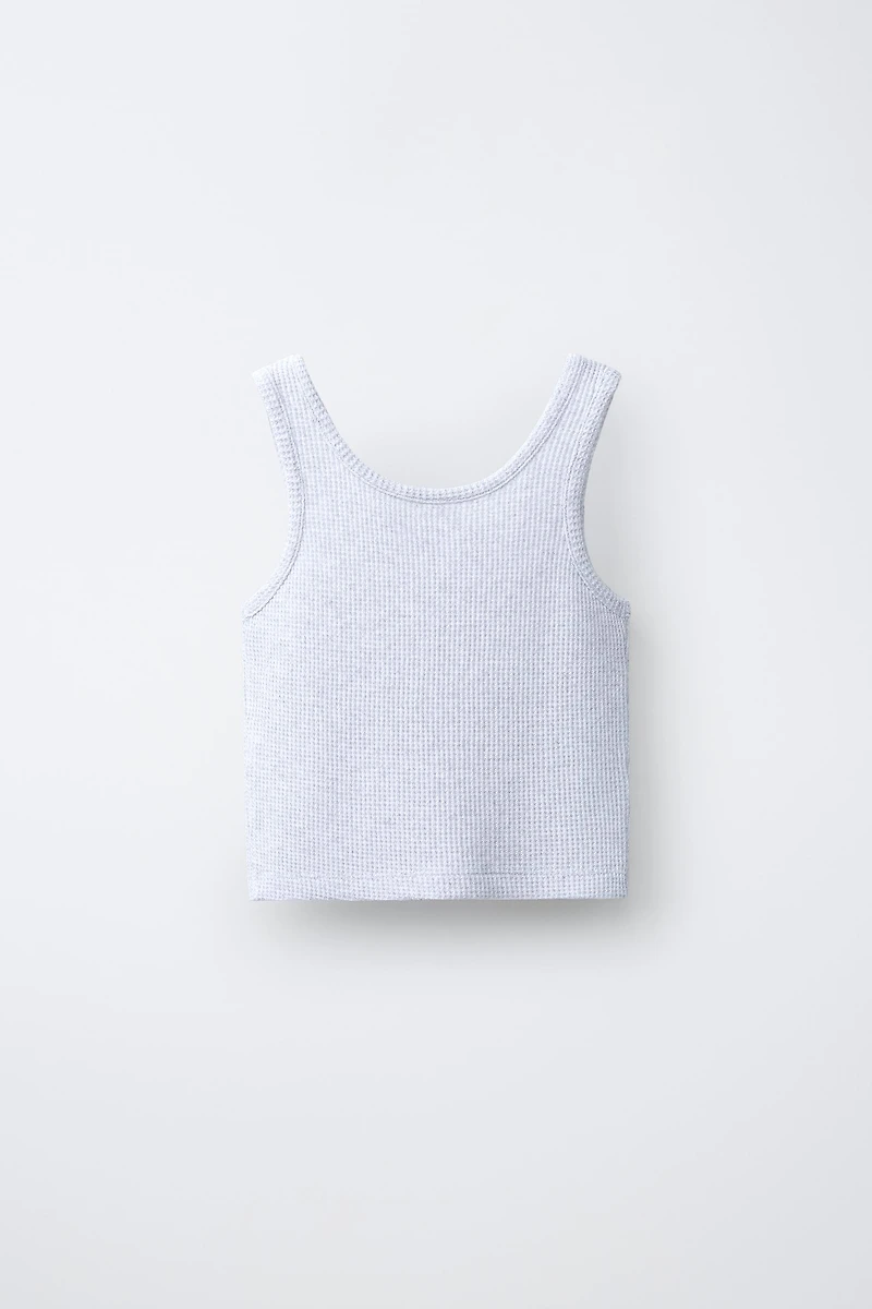 TEXT PRINT WAFFLE TOP