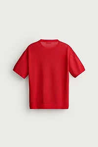 OPEN-KNIT TEXTURED T-SHIRT