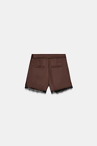 SATIN LACE TRIM SHORTS