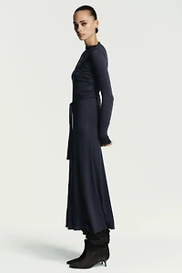 DOUBLE BELT EFFECT TIE DRESS