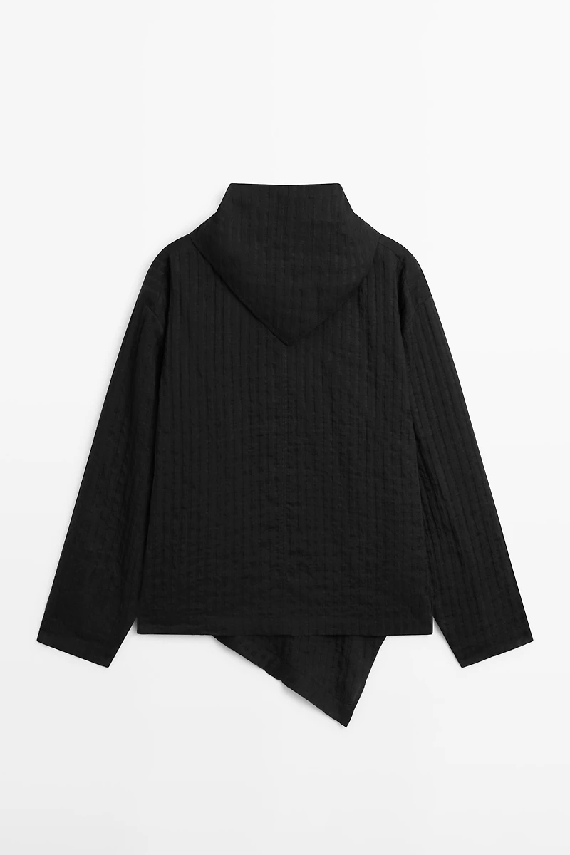 Striped flowing shirt with pocket square detail