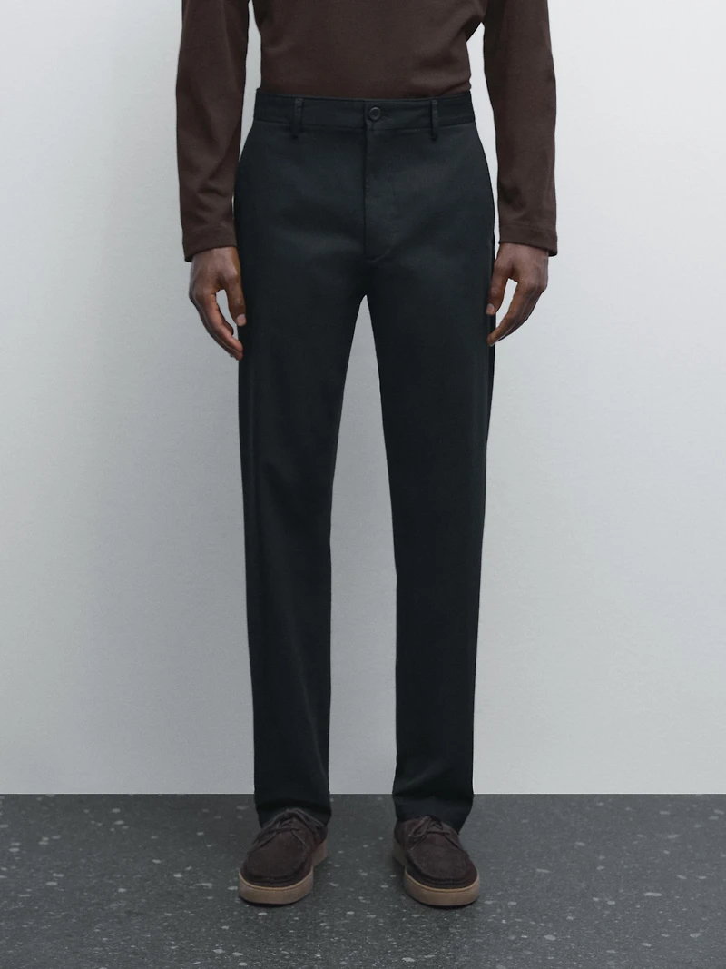 Pantalon tapered fit en coton mélang