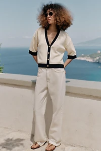 CONTRAST BINDING CARDIGAN