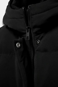 EXTRA LONG WATER REPELLENT WINDPROOF HOODED DOWN COAT