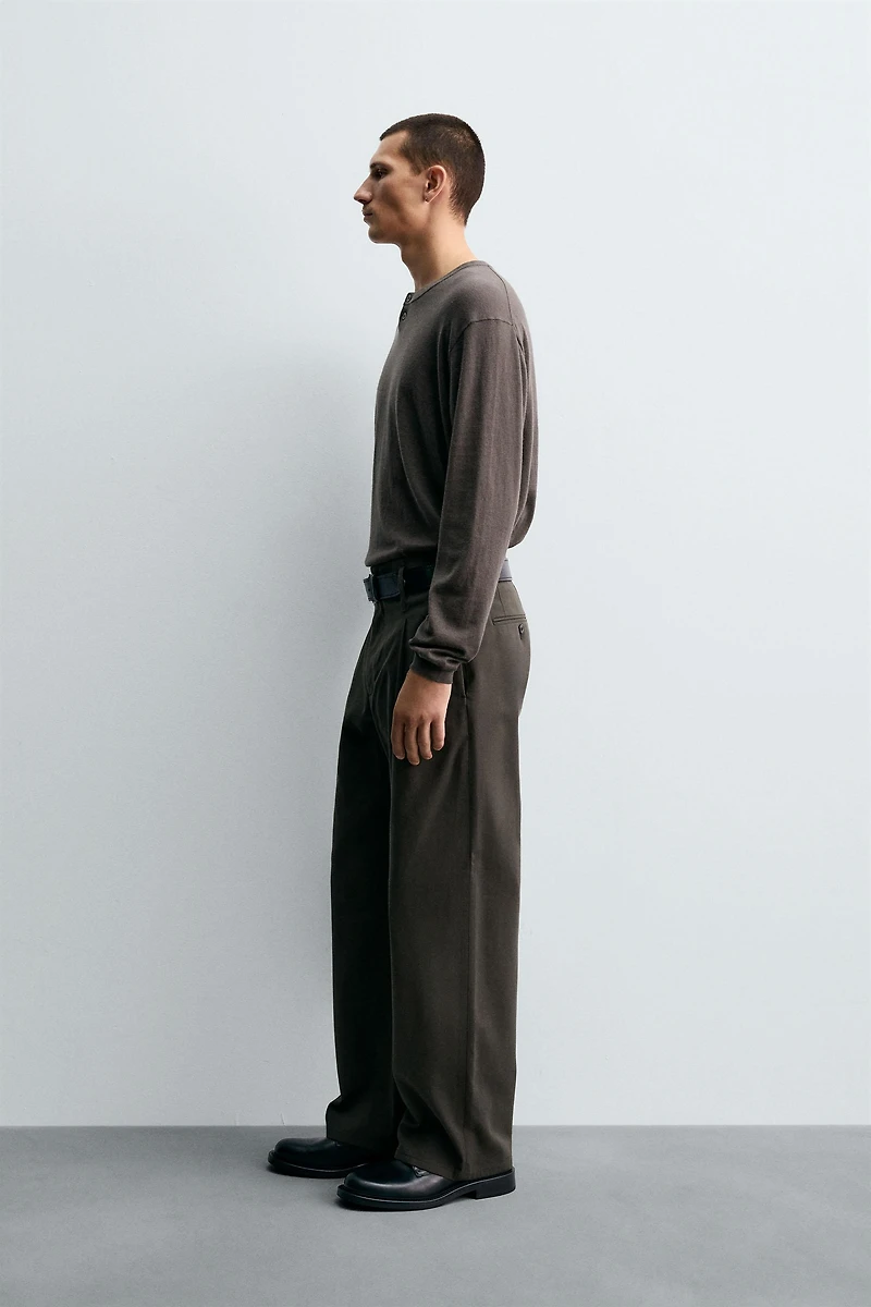 COTTON - VISCOSE PLEATED PANTS