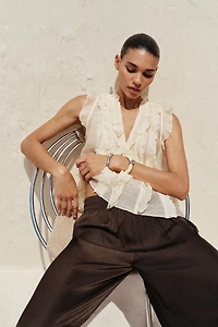 SEMI-SHEER RUFFLED TOP