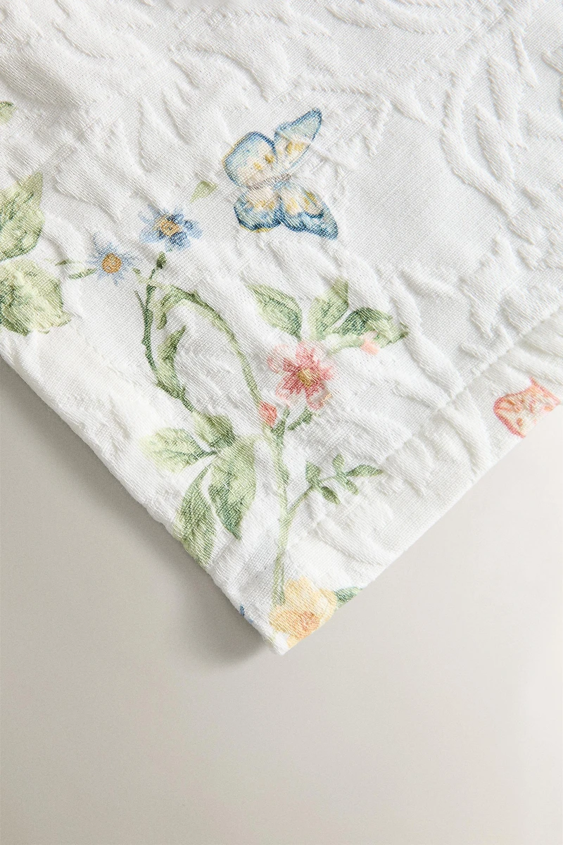 NAPPE JACQUARD ET IMPRIMÉ FLORAL
