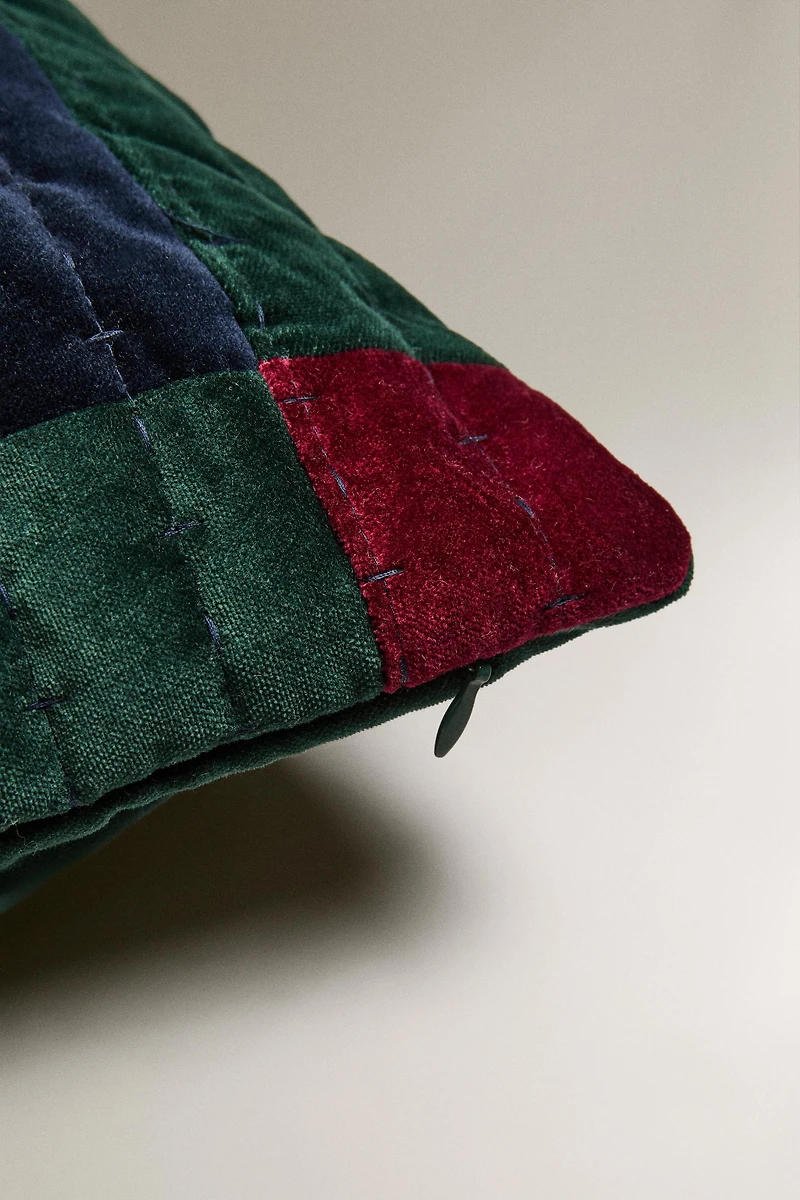 PATCHWORK CROSS THROW PILLOW COVER