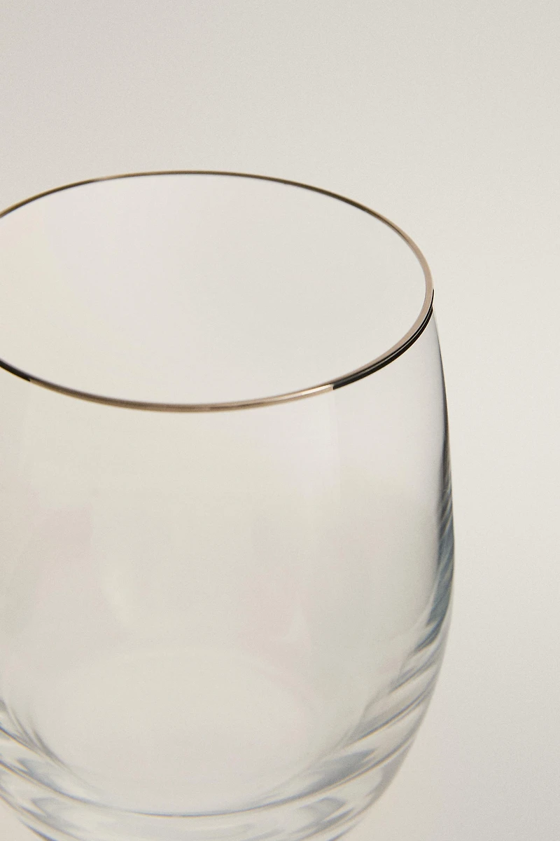 CRYSTALLINE TUMBLER WITH SILVER RIM