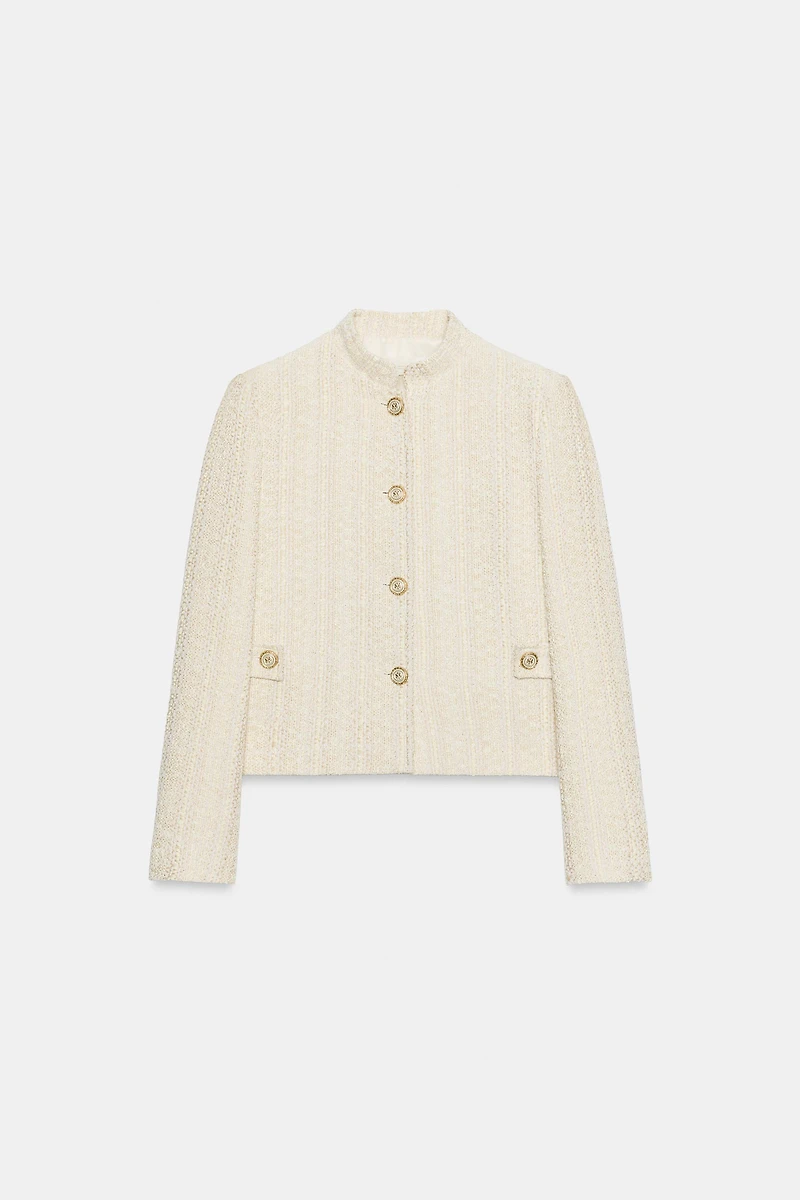 METALLIC THREAD SHOULDER PAD BLAZER