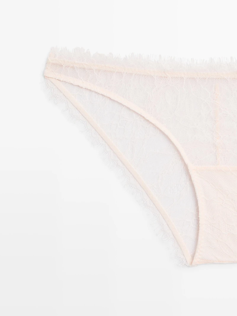 Lace briefs with frayed detail