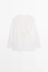 Flowing linen blend shirt with appliqué detail