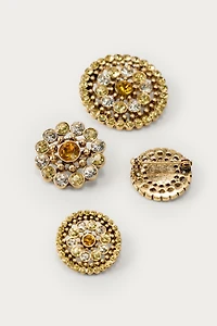 4-PACK OF JEWELED FLOWER BROOCHES MARISA BERENSON X ZARA