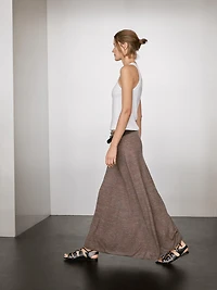 Long linen blend knit skirt