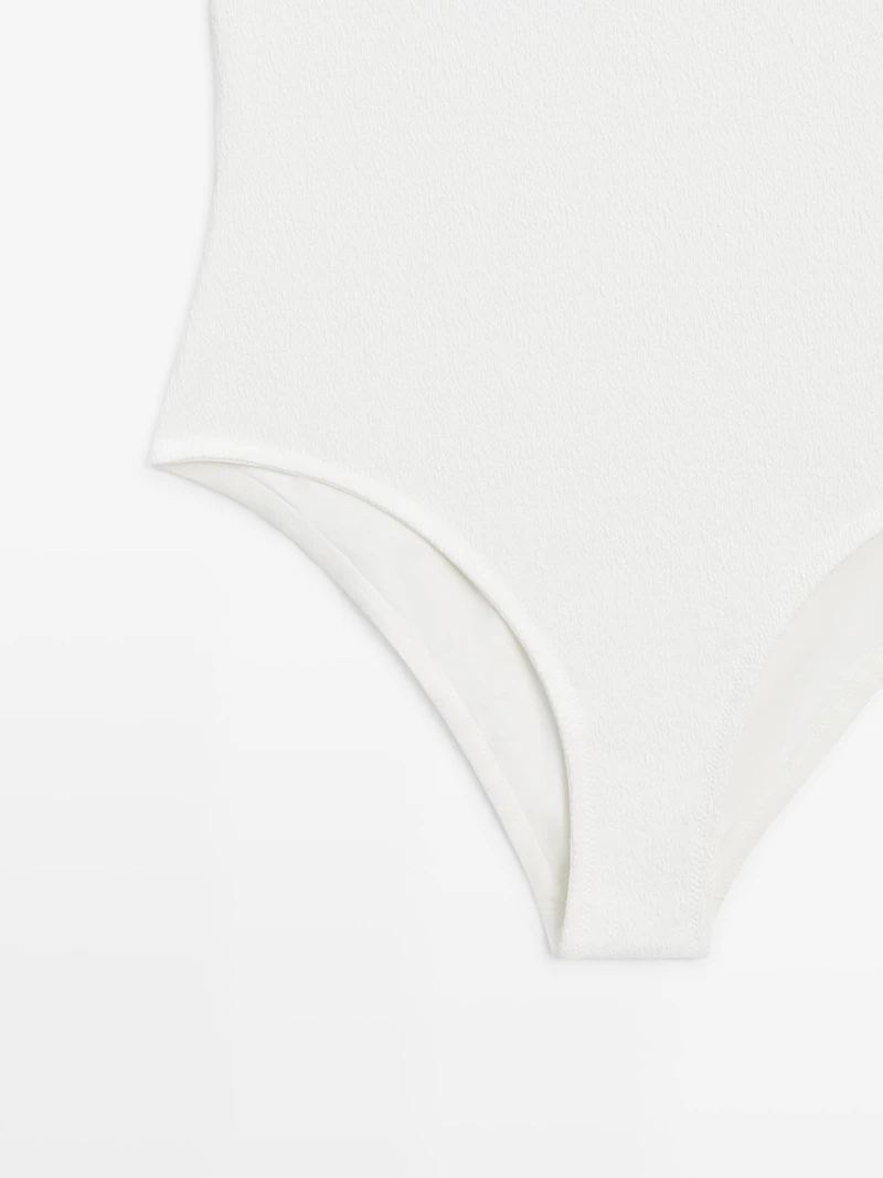 Textured V-neck swimsuit