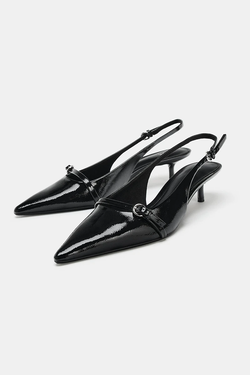 CHAUSSURES OUVERTES À L'ARRIÈRE TALONS KITTEN EN EFFET VERNI