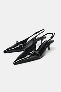 CHAUSSURES OUVERTES À L'ARRIÈRE TALONS KITTEN EN EFFET VERNI