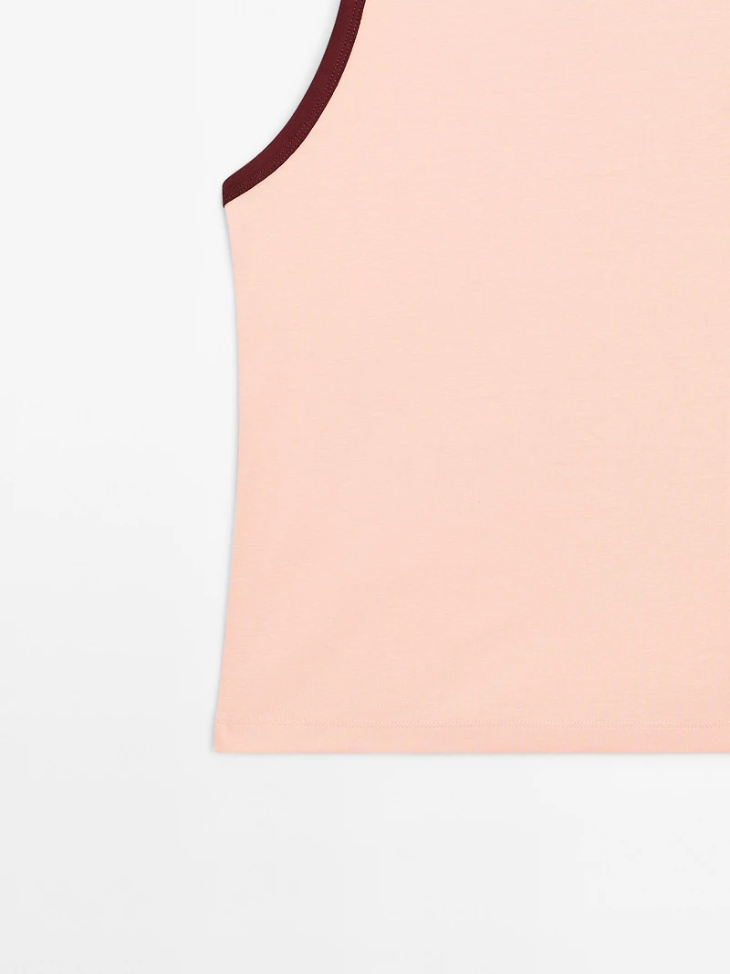 100% cotton halter top with contrast detail